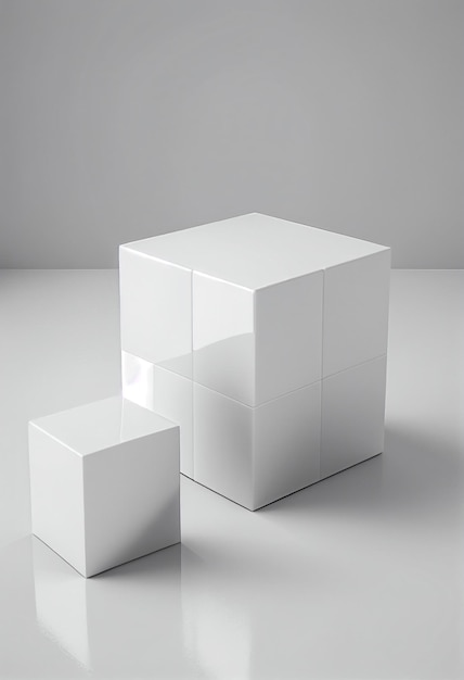 White 3D cubes standing on a white floor AI Generated