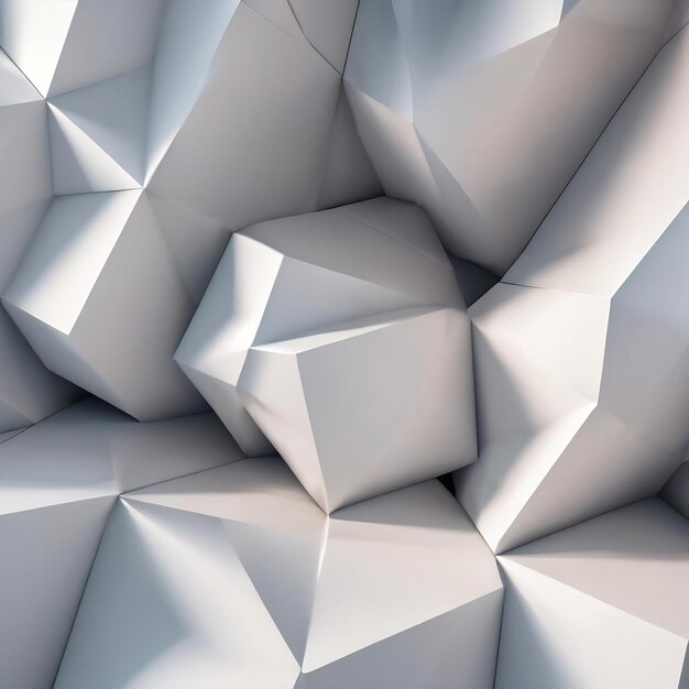 White 3d geometric background with center multifaceted banner white enlarged abstraction