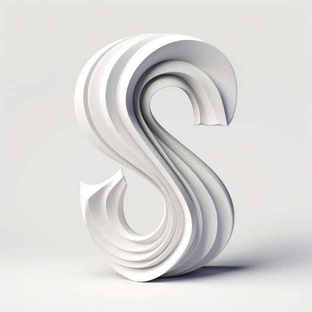 White 3d Letter E On A White Background