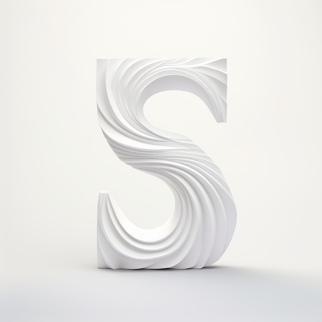 White 3d Letter E On White Background