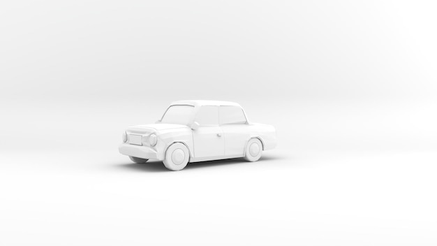 A white 3d model car with white background. Idea for designing.