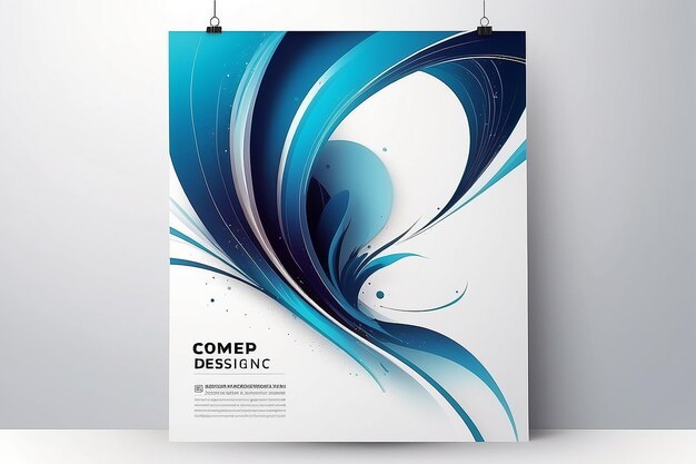 Modello di poster a sfondo astratto bianco con design spaziale dinamico.