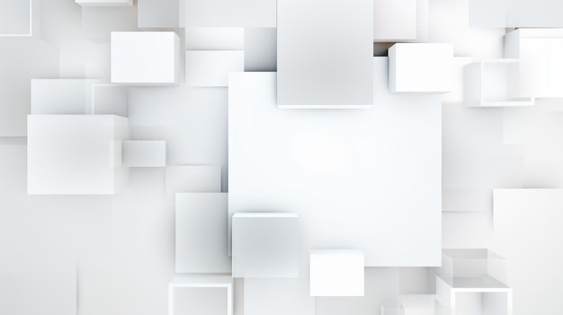 Photo a white abstract background with cubes and a square