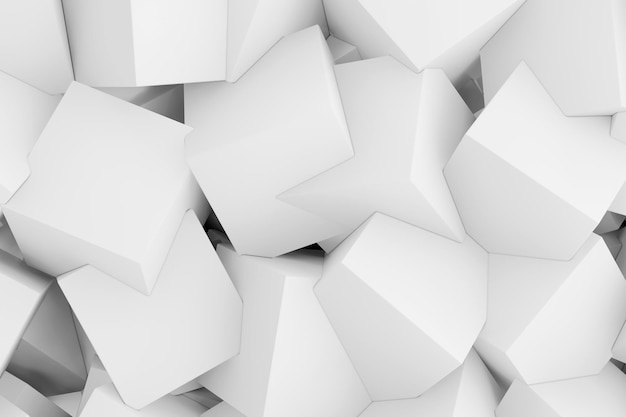 흰색 추상 미래 다각형 큐브 구조 배경 3d 렌더링