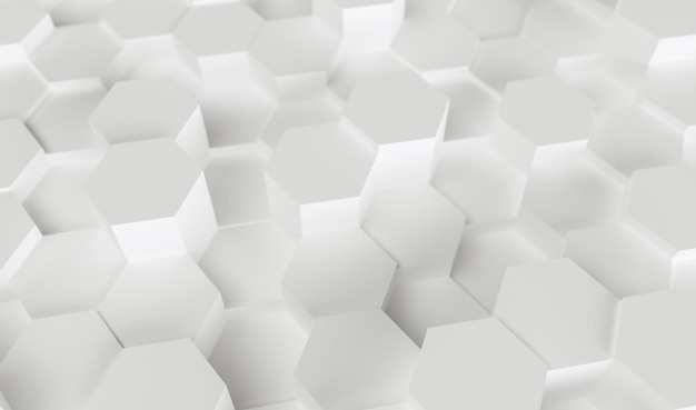 white abstract hexagons background pattern, gaming Concept image - 3D rendering - Illustration