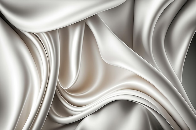 White abstract shiny plastic silk or satin wavy background Generative AI