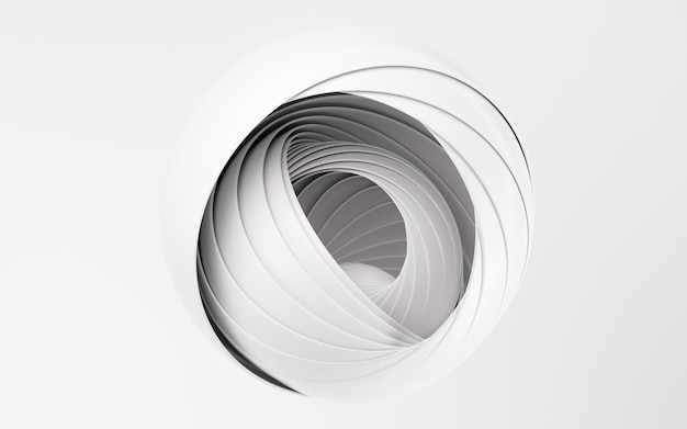 White abstract sphere and curves 3d rendering