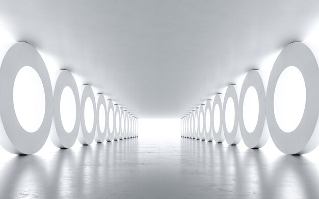 White Abstract Tunnel. 3D rendering