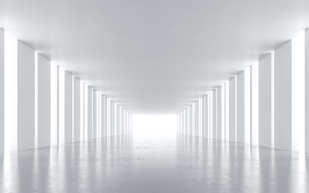 Premium Photo | White abstract tunnel. 3d rendering