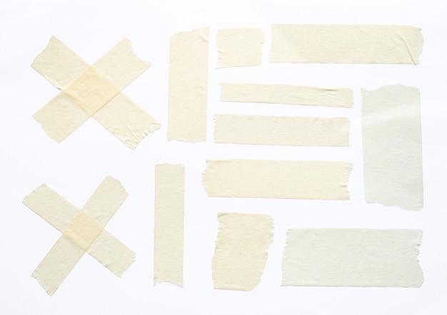 Photo white adhesive tape set isolated on white background