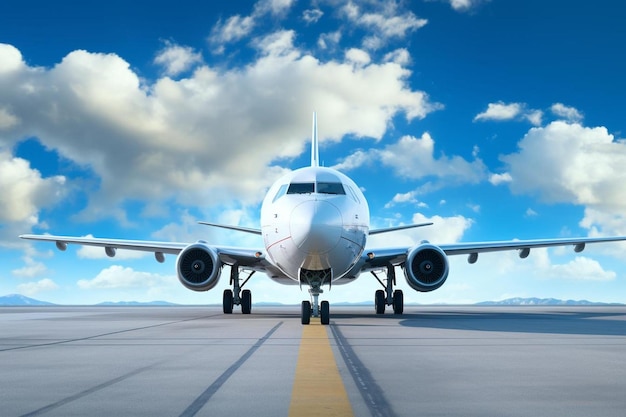 a white airplane with the landing gear down on the runway.