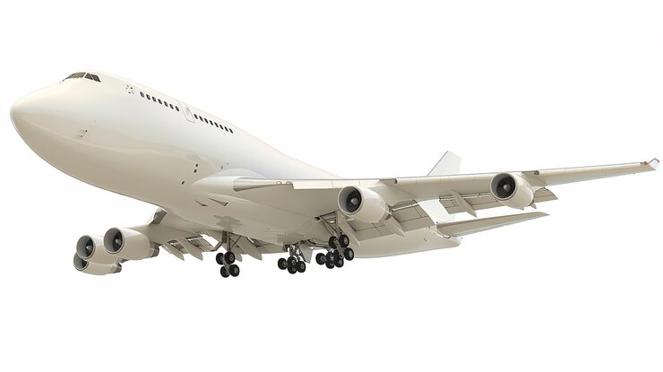 Photo a white airplane with the word air on the tail