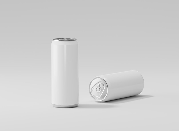 White aiuminum soda can mockup metal can of 3d realistic container for beer or energy drink