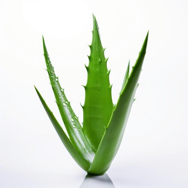 Photo white aloe vera leaves on white background sharp and clever humor