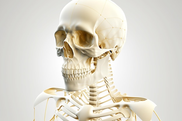 白い解剖学的人間の骨格