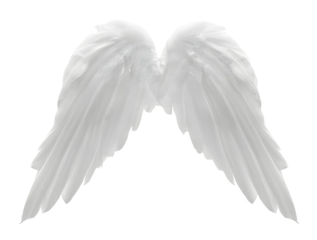 Photo white angel wings isolated on white background generative ai