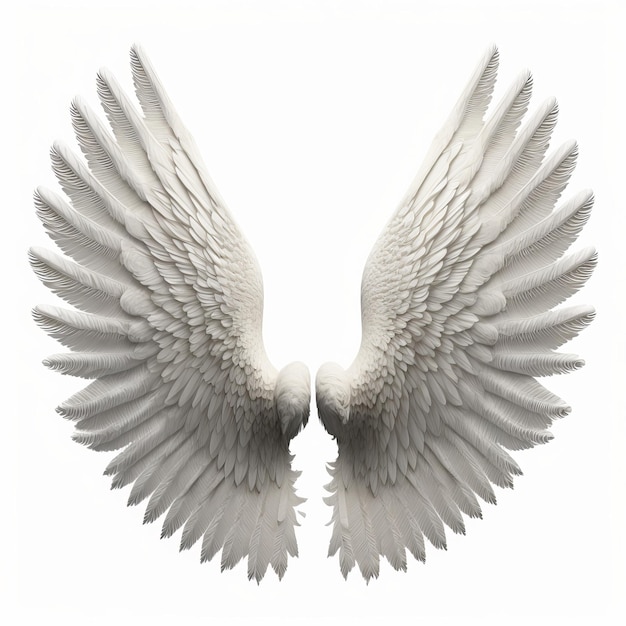 Photo white angel wings on white background generative ai