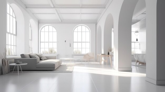 Photo white apartment interior generative ai