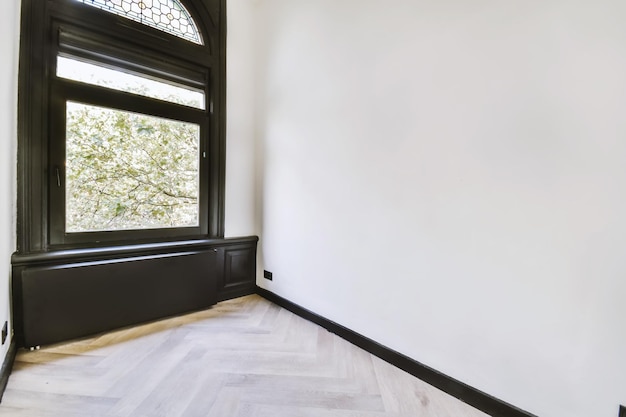 White apartment with black frames