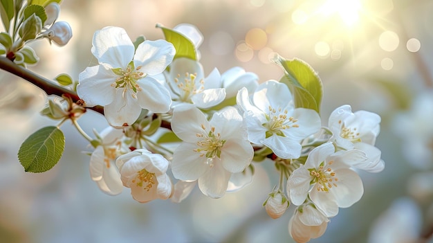 White apple blossoms Generative AI