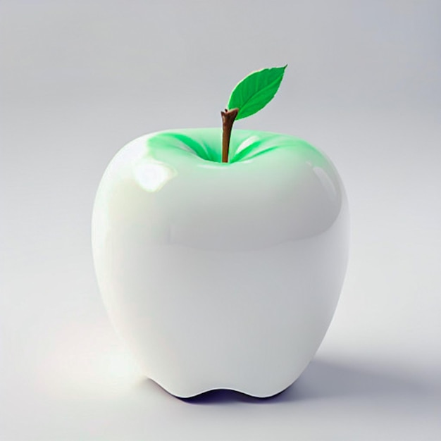 white apple on white background