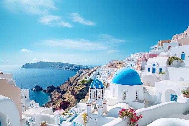 White architecture of oia village on santorini island