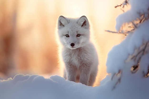 White arctic fox cub