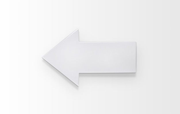 White arrow 3d render isolated on a white background