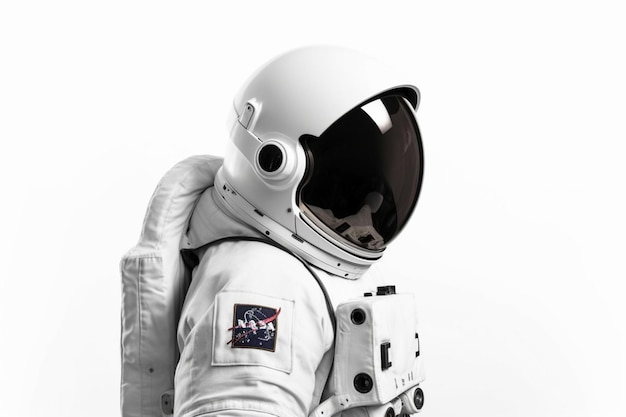 White Astronaut with Black Visor Front View on white background