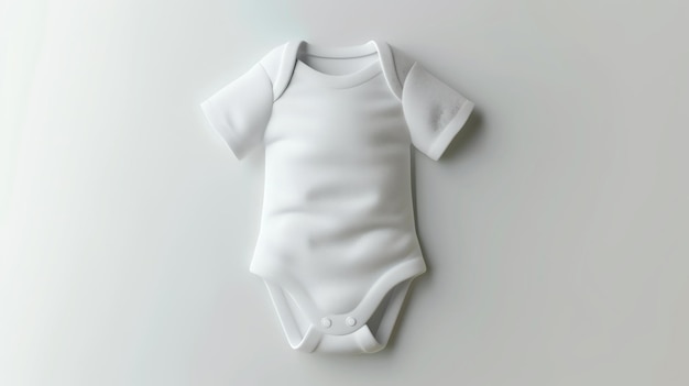 White baby bodysuit mockup isolated on a white background 3D rendering