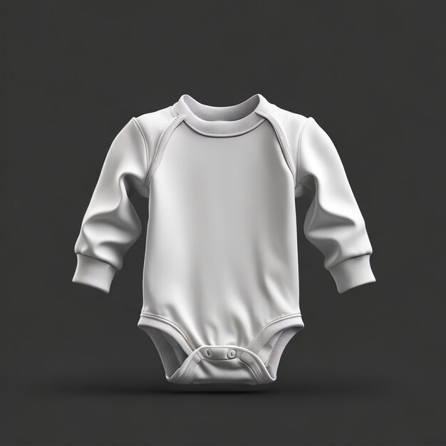 A white baby clothes with the word " on it " on the bottom.