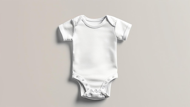 White baby short sleeve bodysuit mock up Generative Ai