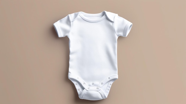 White baby short sleeve bodysuit mock up Generative Ai