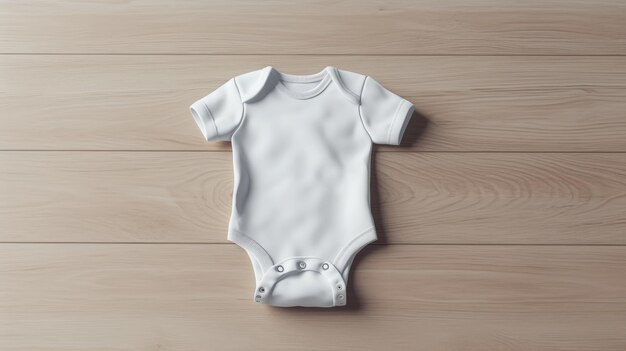 White baby short sleeve bodysuit mockup in minimal Al generated