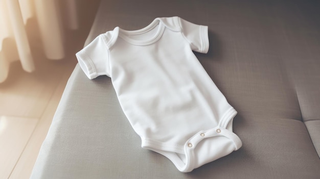 White baby sleeve bodysuit mockup Illustration AI GenerativexA