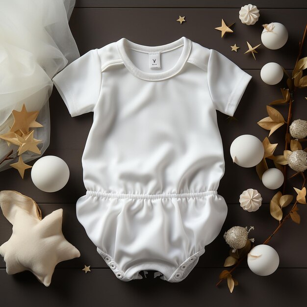 Photo white babysuit mockup