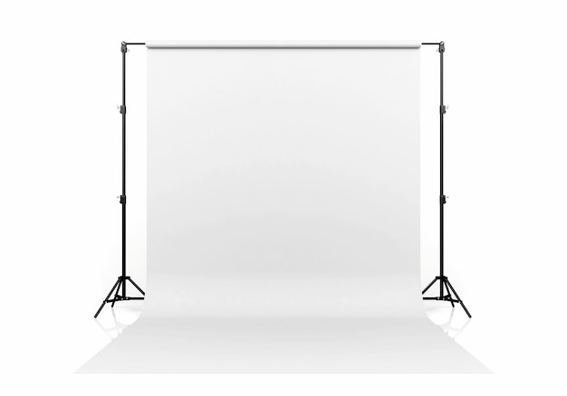 White backdrop isolated on white background, 3D Rendering