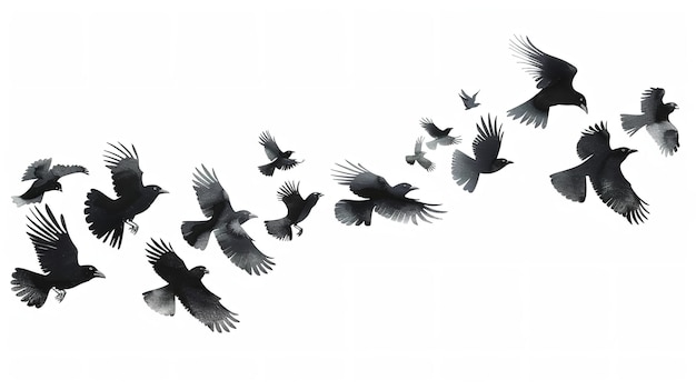 A white backdrop with full of silhouette of birds and a big space for text a studio white backdrop Generative AI