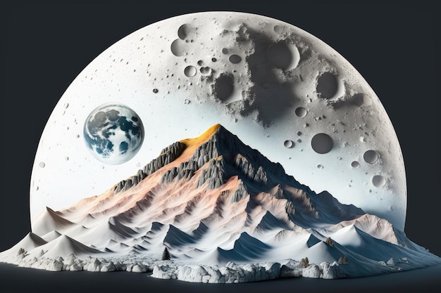 Белый фон с луной в нем Лунные кратеры и горы изображение полной луны изолированы