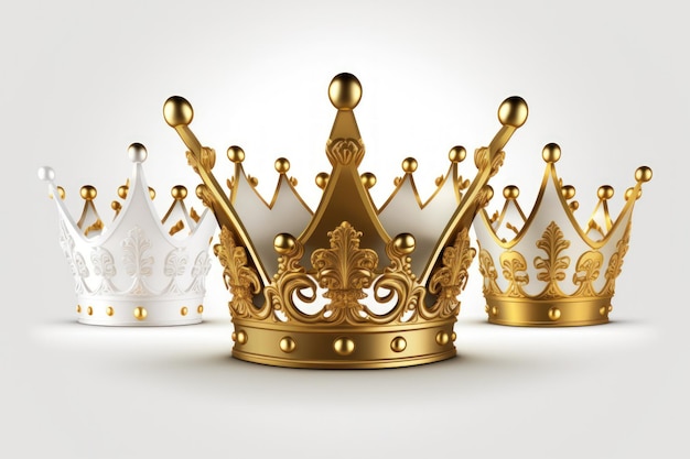 White backdrop with three golden crowns