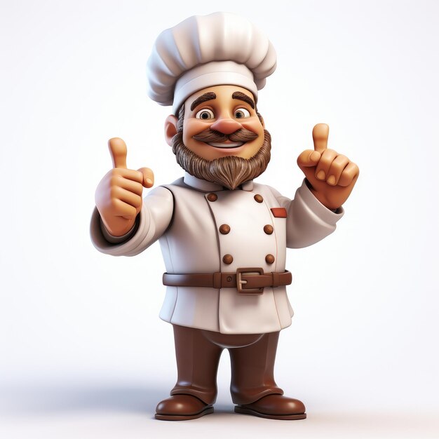 Photo white background 3d cartoon chef