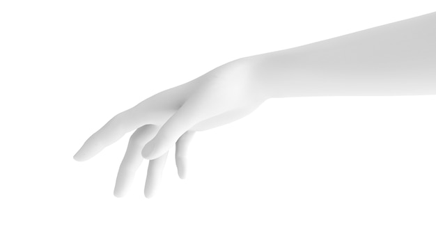 White background 3d hand gesture. 3d rendering, 3d illustration.