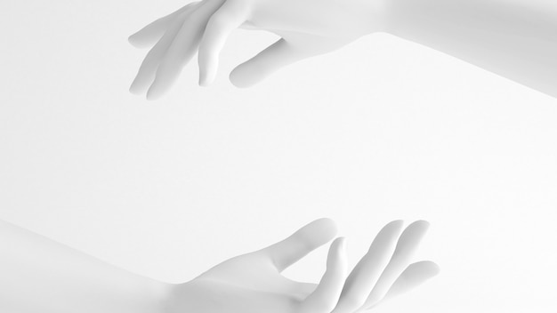 White background 3d hand gesture illustration