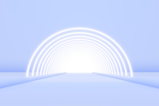 White background 3D room light abstract space technology tunnel stage floor Empty white future 3D