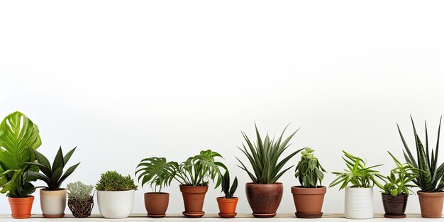 Photo white background adorned with potted plants on either side