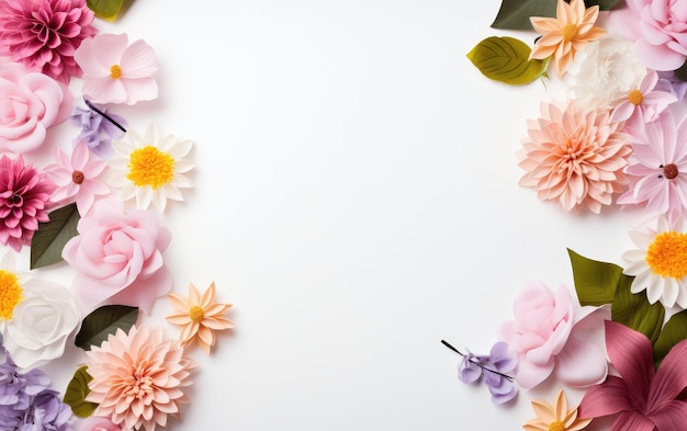 White Background banner with Flowers on the border