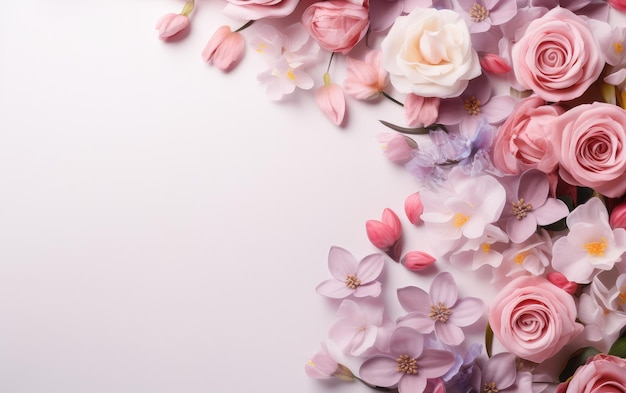 White Background banner with Flowers on the border