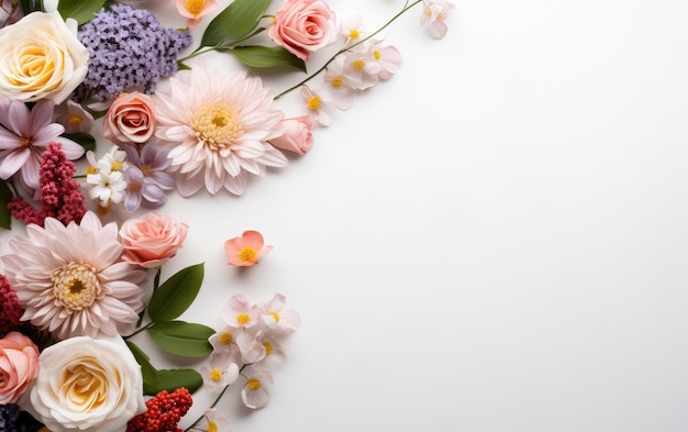 White Background banner with Flowers on the border