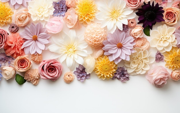 White Background banner with Flowers on the border