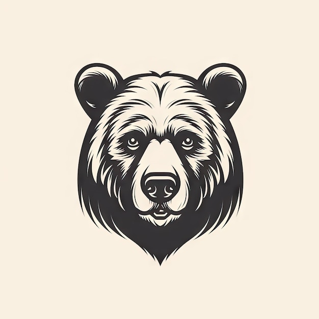 White Background Bear Head Design for Logos and Branding